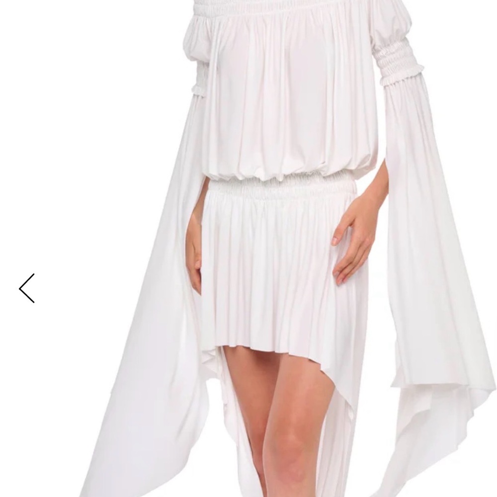 Norma Kamali White Off-Shoulder High-Low Dress
